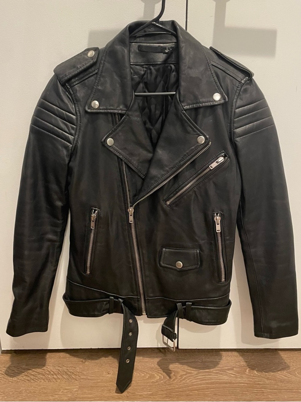 BLK DNM Leather Jacket 1 Black 100% Leather Moto Biker Jacket Size S